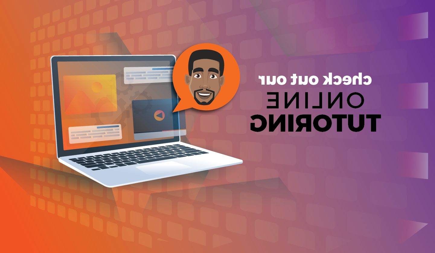 Graphic of a laptop with an African American Male in a pop up bubble, representing that he is available for online tutoring. 